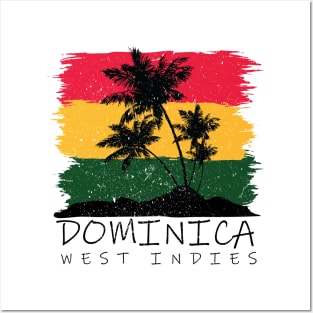 Dominica National Colors with Palm Silhouette Posters and Art